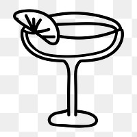 Cocktail drink png doodle element, transparent background