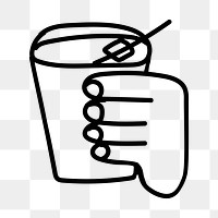 Cocktail drink png doodle element, transparent background