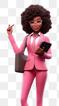 PNG Woman wearing pink suit glasses holding adult. 