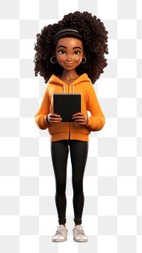 PNG  Using a digital tablet cartoon black technology. AI generated Image by rawpixel.