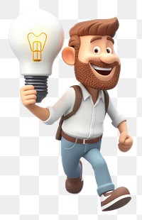 PNG Man carrying light bulb white background representation innovation. 