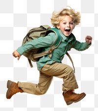 PNG Jumping backpack portrait child. 