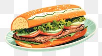 PNG Sandwich cartoon lunch plate. 