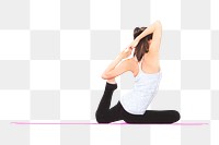 Yoga woman stretching png sticker, transparent background