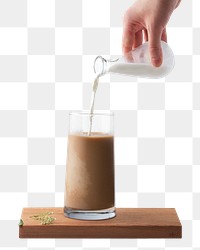 Png pouring milk into coffee glass sticker, transparent background