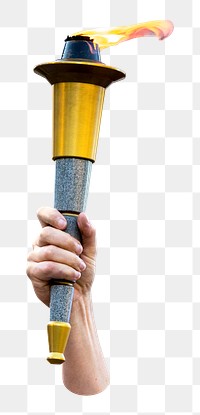 Png hand holding torch, transparent background