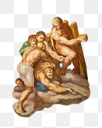 The Last Judgment png Sistine Chapel fresco sticker, ancient illustration in Vatican City on transparent background