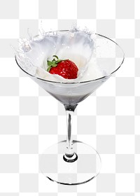 Strawberry cocktail png sticker, transparent background