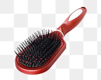 Red hairbrush png sticker, transparent background