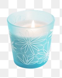 Lit scented candle png, transparent background