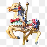Horse carousel png, transparent background