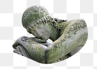 Sleeping woman statue png, transparent background