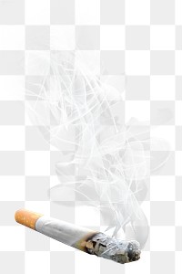 Cigarette with smoke png, transparent background