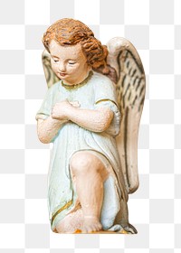 Angel praying statue png sticker, transparent background