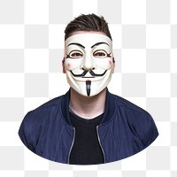 Man in anonymous mask png, transparent background