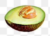 Avocado cut half png sticker, transparent background