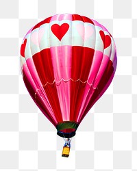 Png pink hot air balloon sticker, transparent background