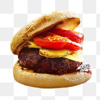 Beef burger png sticker, transparent background