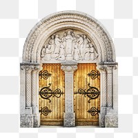 Gothic church door png sticker, architecture on transparent background