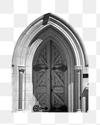 Gothic church door png sticker, architecture on transparent background