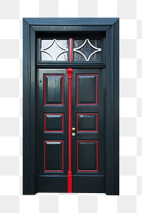 Black door png sticker, transparent background