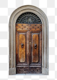 Arched wooden door, architecture. Free public domain CC0 photo. png sticker, architecture on transparent background