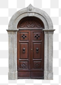 Arched wooden door png sticker, architecture on transparent background