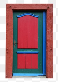 Red wooden door png sticker, architecture on transparent background