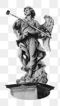 Angel sculpture png, vintage statue, transparent background