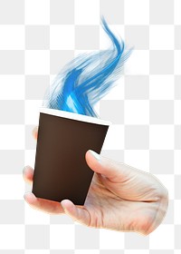 Hand holding coffee cup png, transparent background