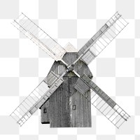 Countryside windmill  png sticker, transparent background