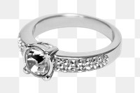 Silver engagement ring png, transparent background