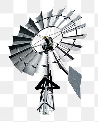 PNG Steel windmill for alternative energy  , collage element, transparent background