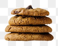 Chocolate chip cookies png sticker, transparent background