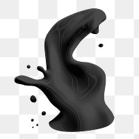 Png black water splash sticker, transparent background