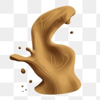 Png brown water splash sticker, transparent background