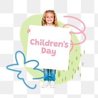 Children's day png word sticker typography, transparent background