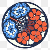 Batik flower  png sticker, transparent background