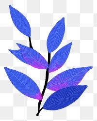 Blue leaf  png sticker, transparent background