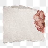 Ripped flower png ephemera paper sticker, transparent background