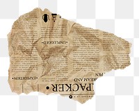 Ripped article png ephemera paper sticker, transparent background