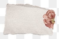 Ripped flower png ephemera paper sticker, transparent background