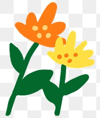 Png cute flower doodle illustration, transparent background