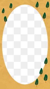 Png forest oval border frame, transparent background