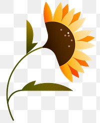 Png geometric sunflower illustration, transparent background