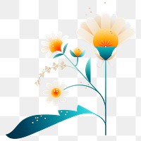 Png geometric daisy flower illustration, transparent background