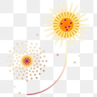 Png geometric dandelion flower illustration, transparent background