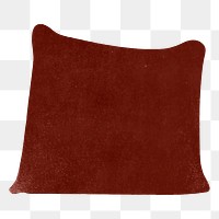 Png dark red cushion, doodle sticker, transparent background