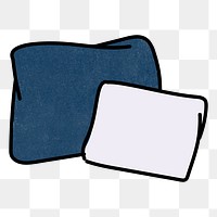 Png blue & white cushions, doodle sticker, transparent background