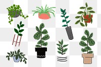 Houseplant doodle png sticker set, transparent background